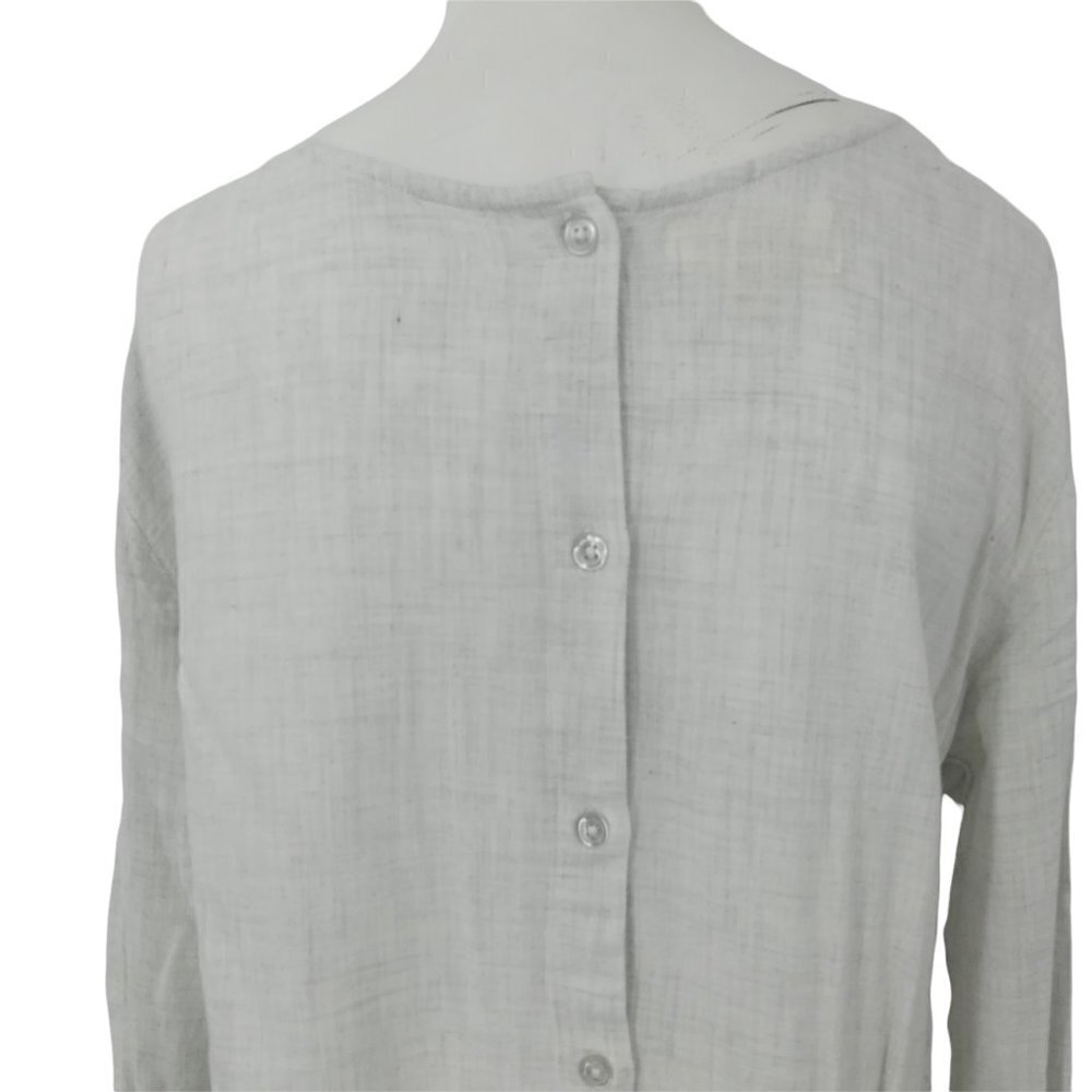 Cloth & Stone Anthropologie Button Back Peplum Blouse Size M Natural Cream - Picture 9 of 12